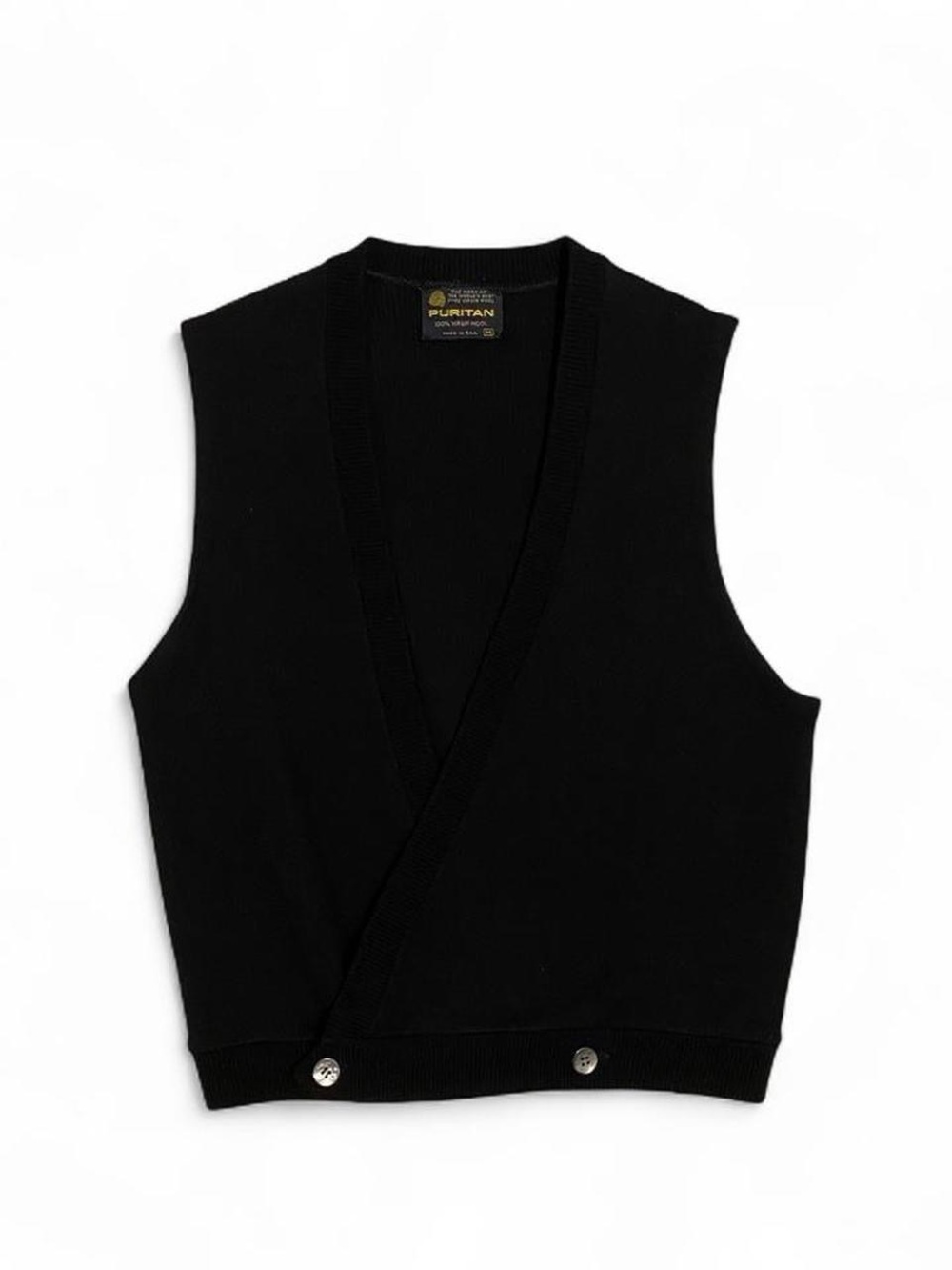 Puritan 80’s Black Wool Sleeveless Sweater Top